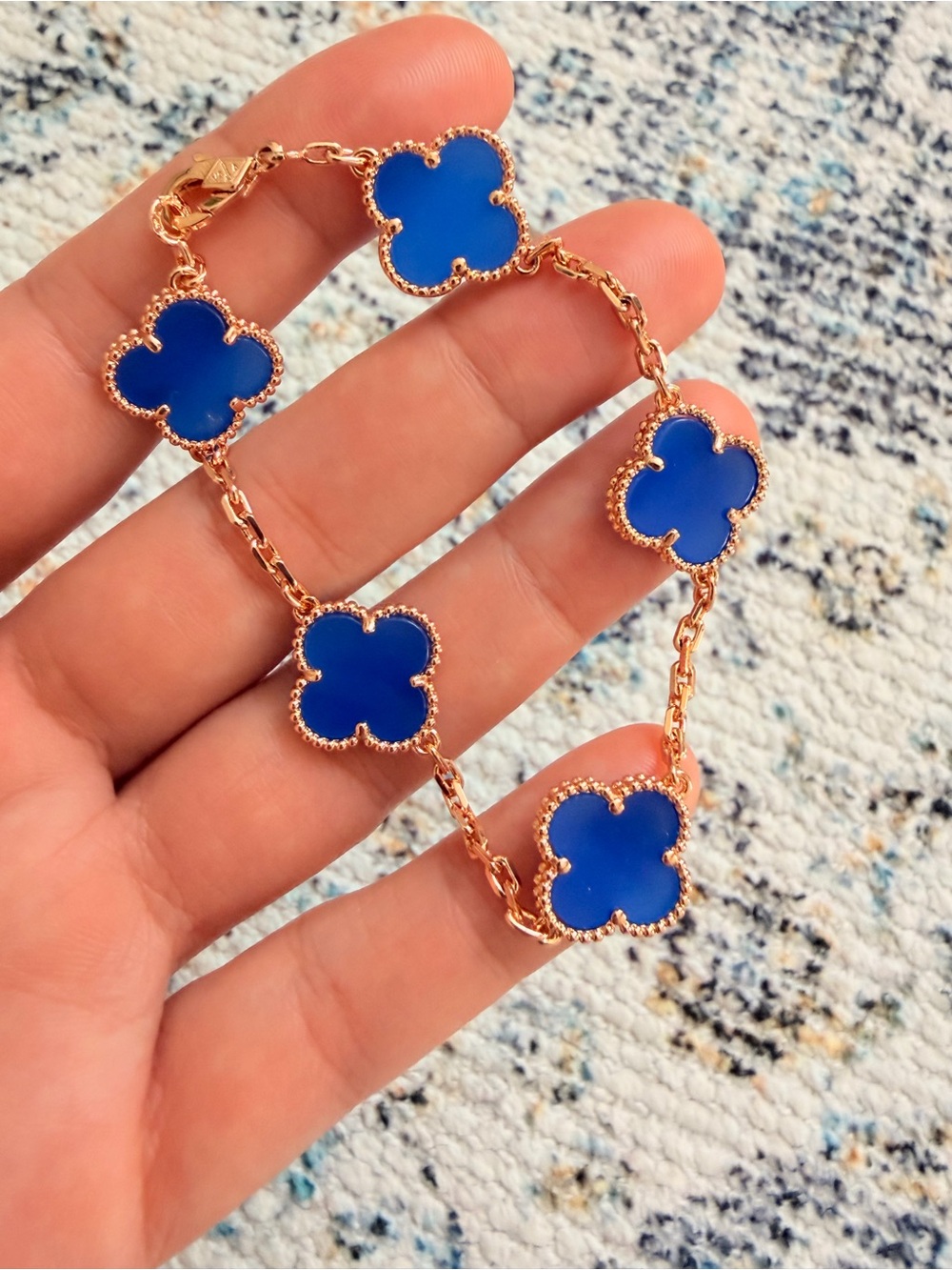 Blue Clover Link Bracelet Rose Gold - Cloverleaf